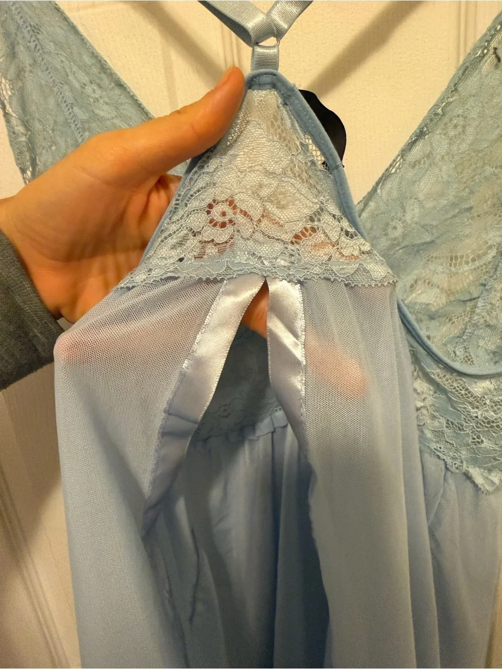 Light Blue Lace-Trim Nightgown